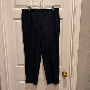 EILEEN FISHER Dark Wash Organic Cotton Denim Ankle Pants Elastic Waist Size L